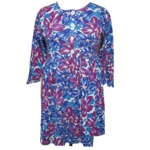 Vintage 80s 90s Garland Maternity Pregnancy Flowy Floral Flower Mini Dress